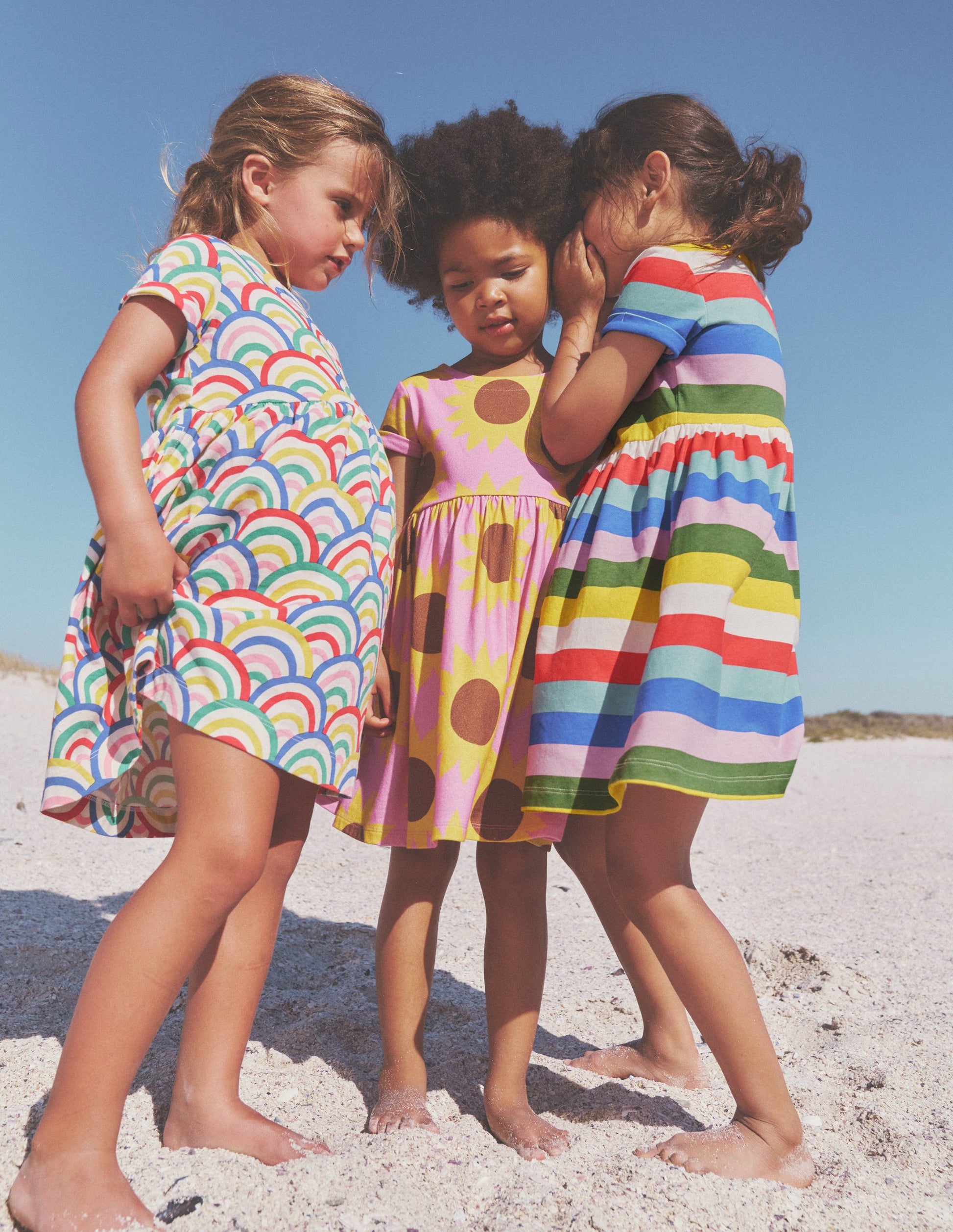 Short-sleeved Fun Jersey Dress-Ivory Multi Rainbow-4