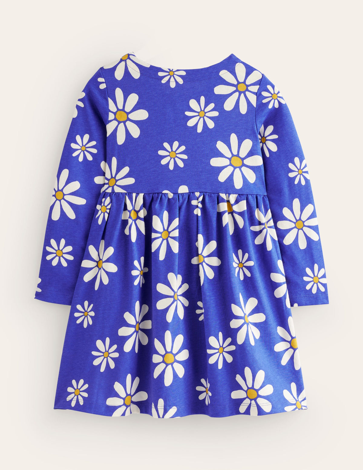 Long Sleeve Fun Jersey Dress-Sapphire Blue Daisies - Image 2