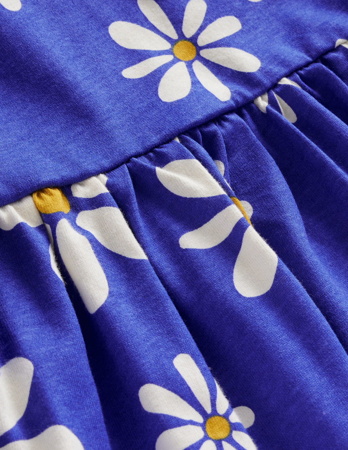 Long Sleeve Fun Jersey Dress-Sapphire Blue Daisies-3