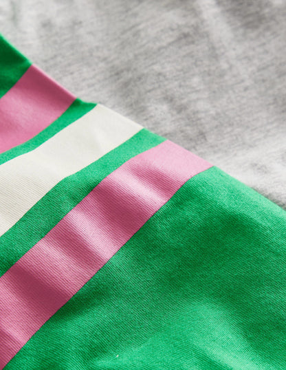Colourblock Raglan T-shirt-Grey Marl/Sapling Green-3