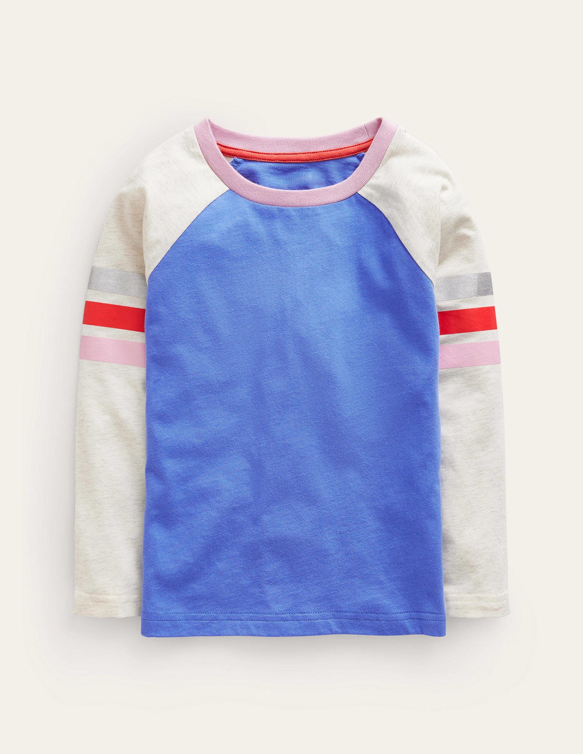 Colourblock Raglan T-shirt-Surf blue/Oatmeal-1