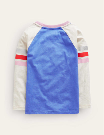 Colourblock Raglan T-shirt-Surf blue/Oatmeal-2