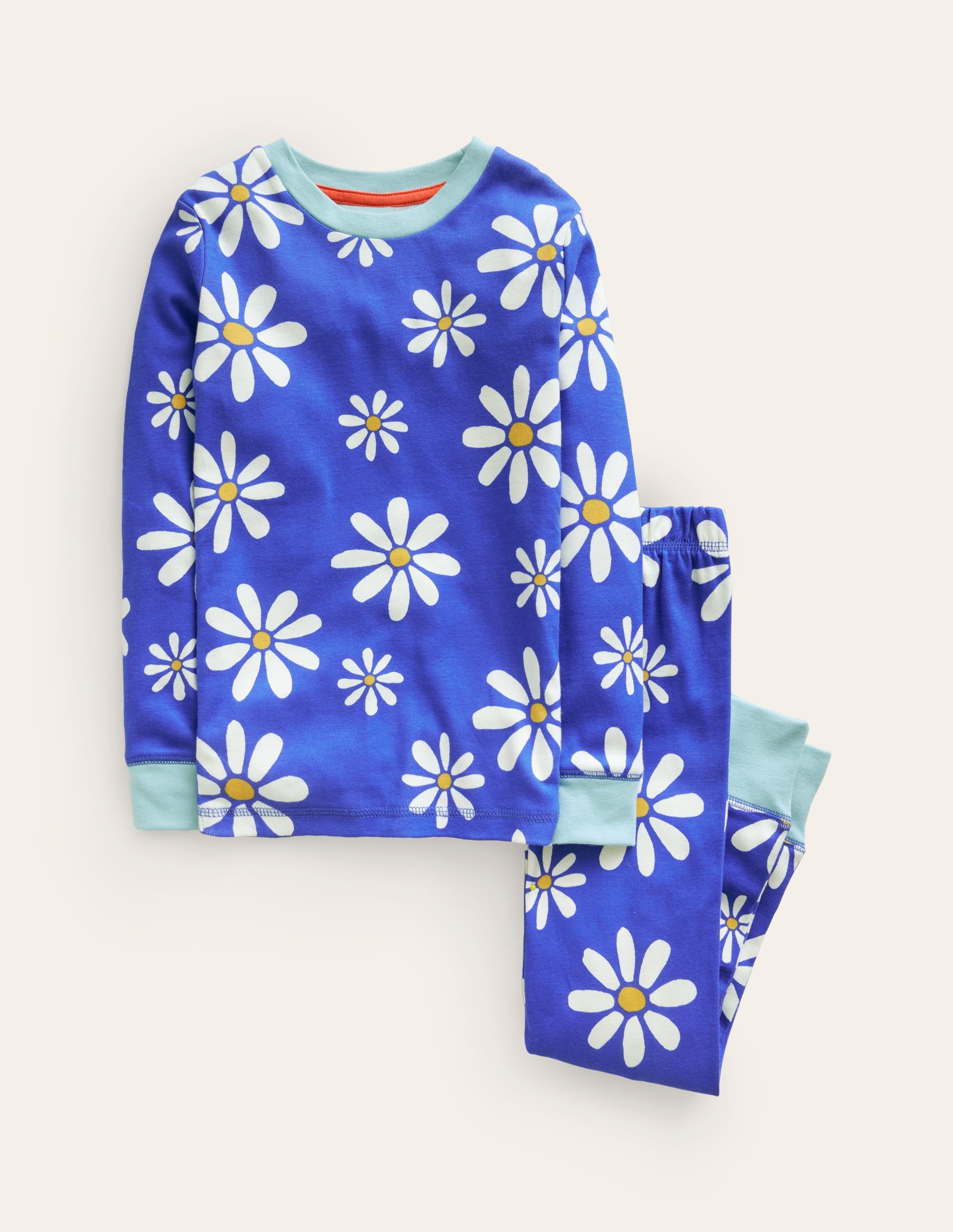 Snug Glow-In-The-Dark Pyjamas-Sapphire Blue Daisies - Image 1