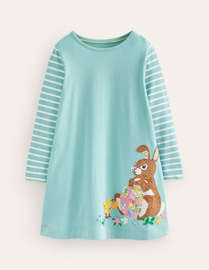 Big Appliqué Dress-Georgian Blue Bunny-1