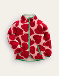 Zip Through Printed Fleece-Peach Skin Hearts