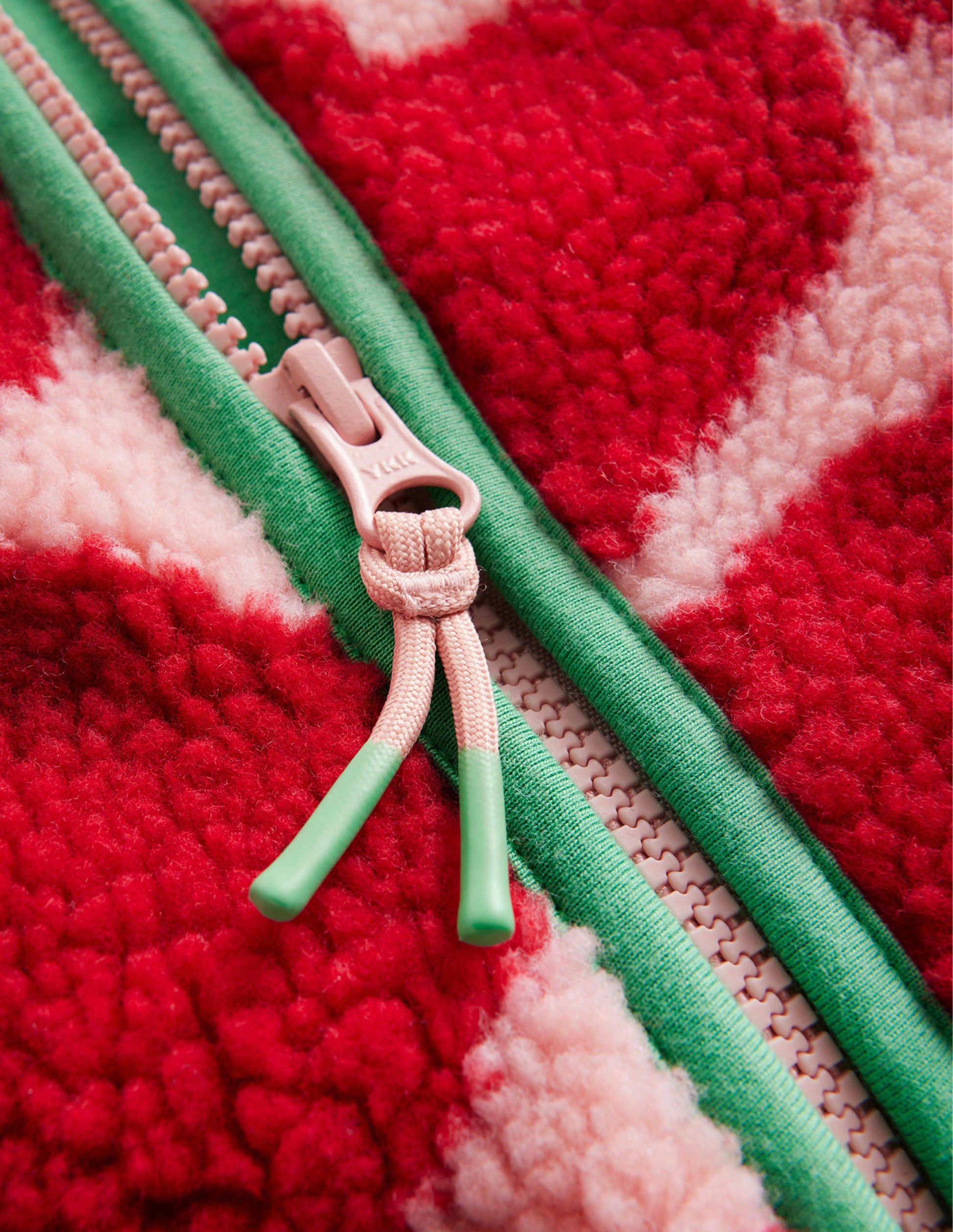 Zip Through Printed Fleece-Peach Skin Hearts-3
