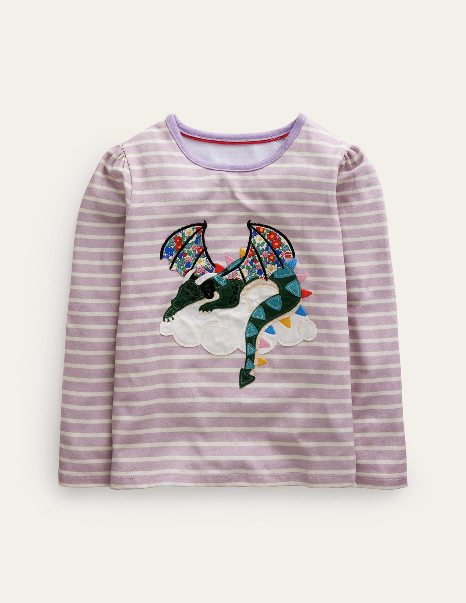 Appliqué Puff-Sleeve Top-Multi Floral Dragon-1