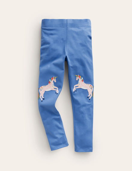 Appliqué Leggings-Bluejay Unicorn
