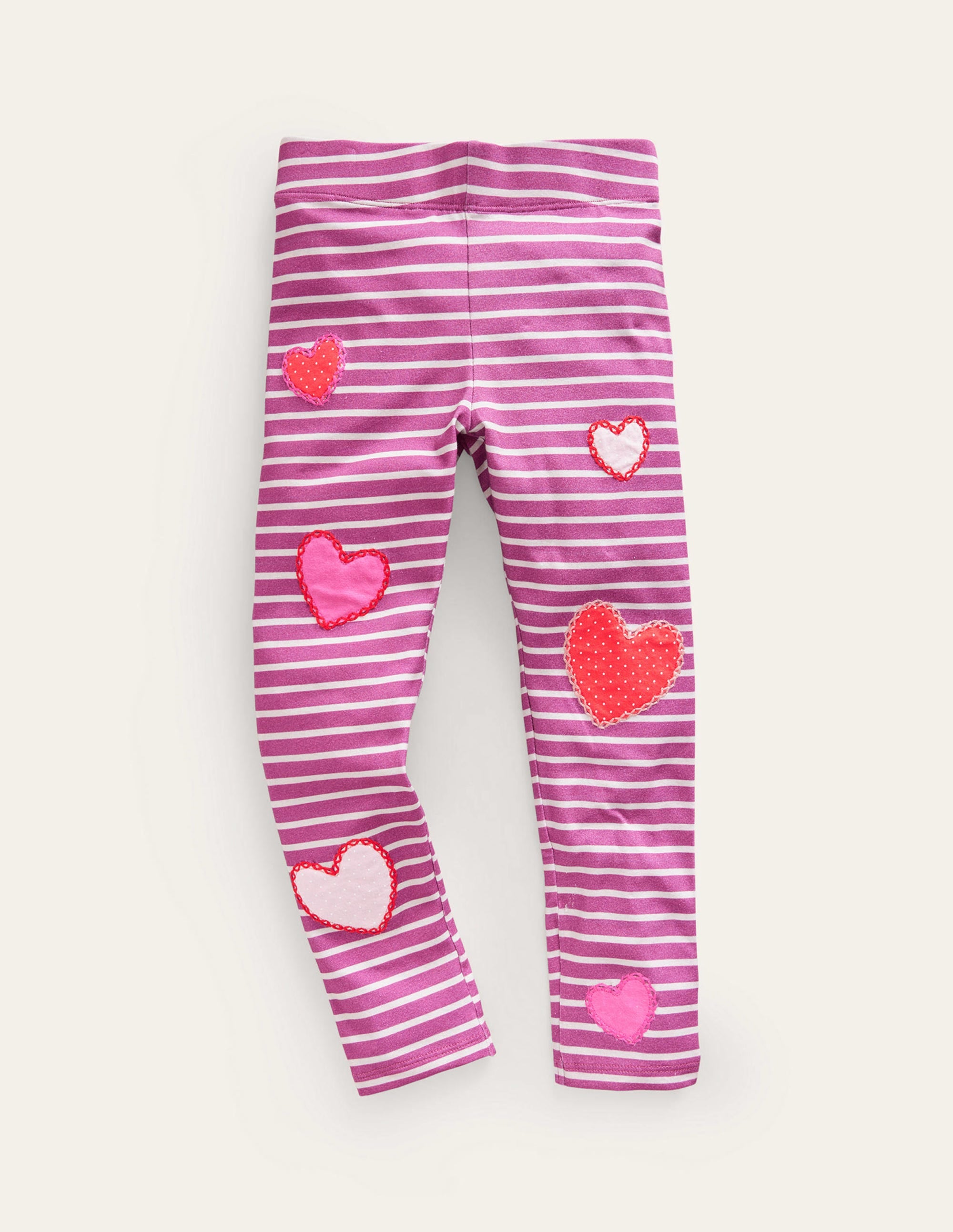 Appliqué Leggings-Strawberry Pink/Ivory Hearts - Image 1