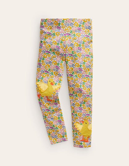 Appliqué Leggings-Yellow Spring Bloom-2