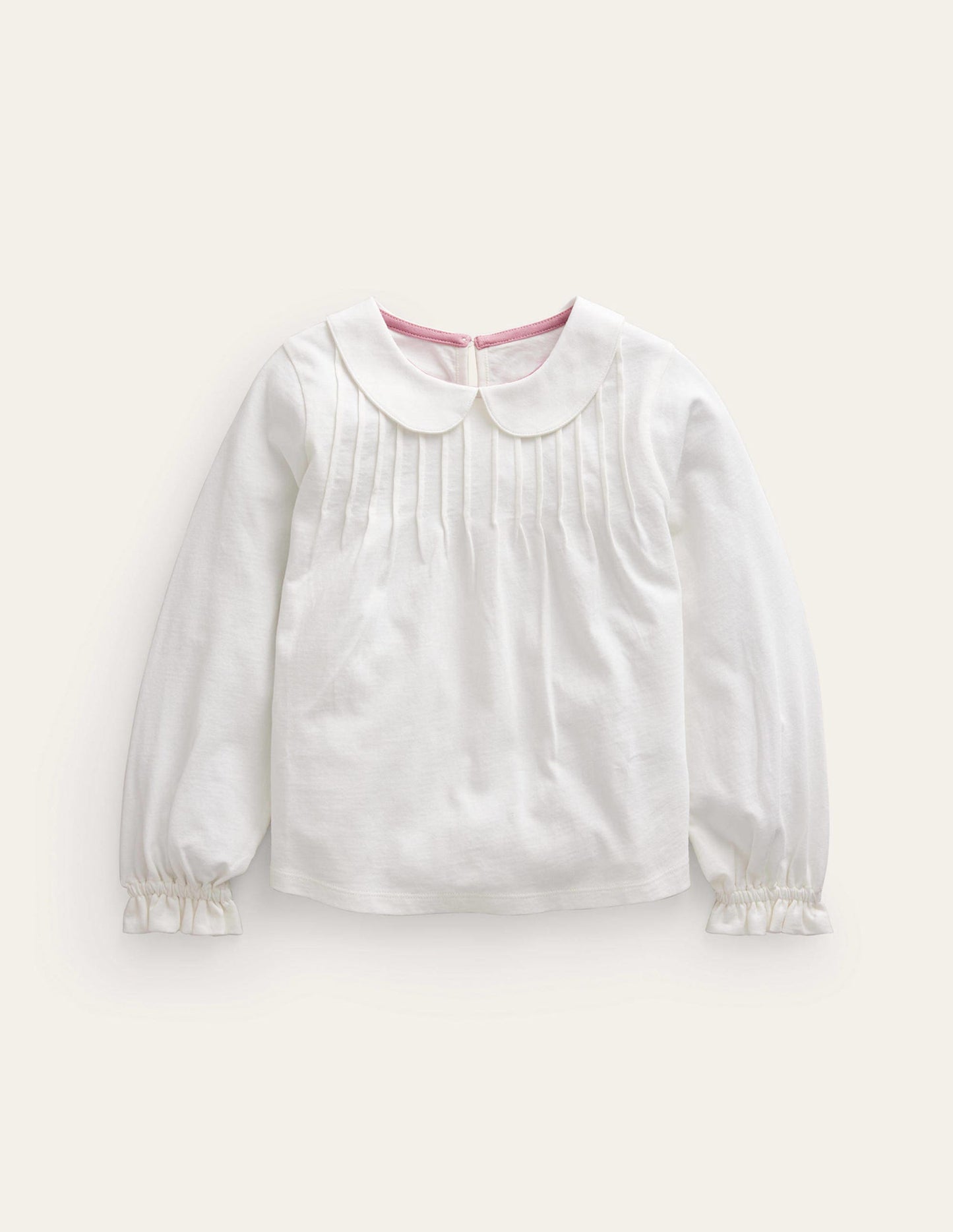 Collared Jersey Top-Ivory