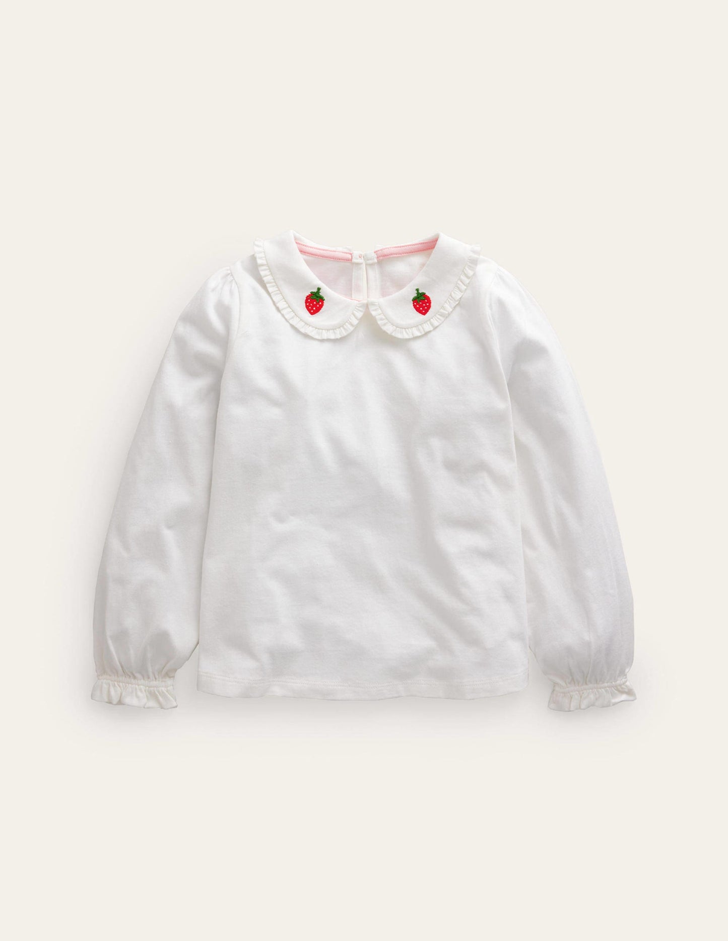 Collared Jersey Top-Ivory Strawberry