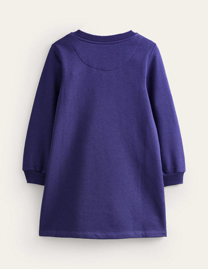 Cosy Appliqué Sweatshirt Dress-Navy Dragons-2