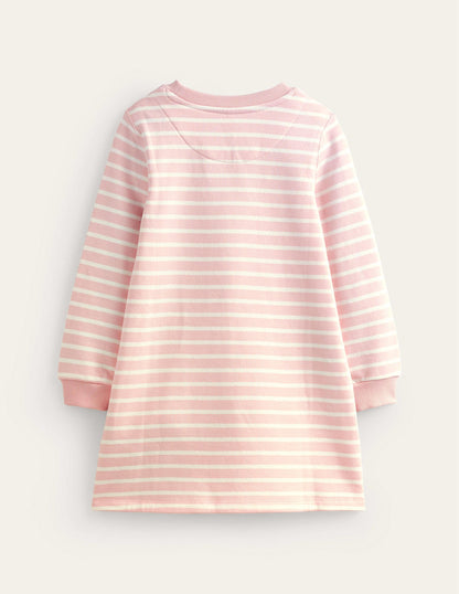 Cosy Appliqué Sweatshirt Dress-Ballet Pink/Ivory Dogs-2