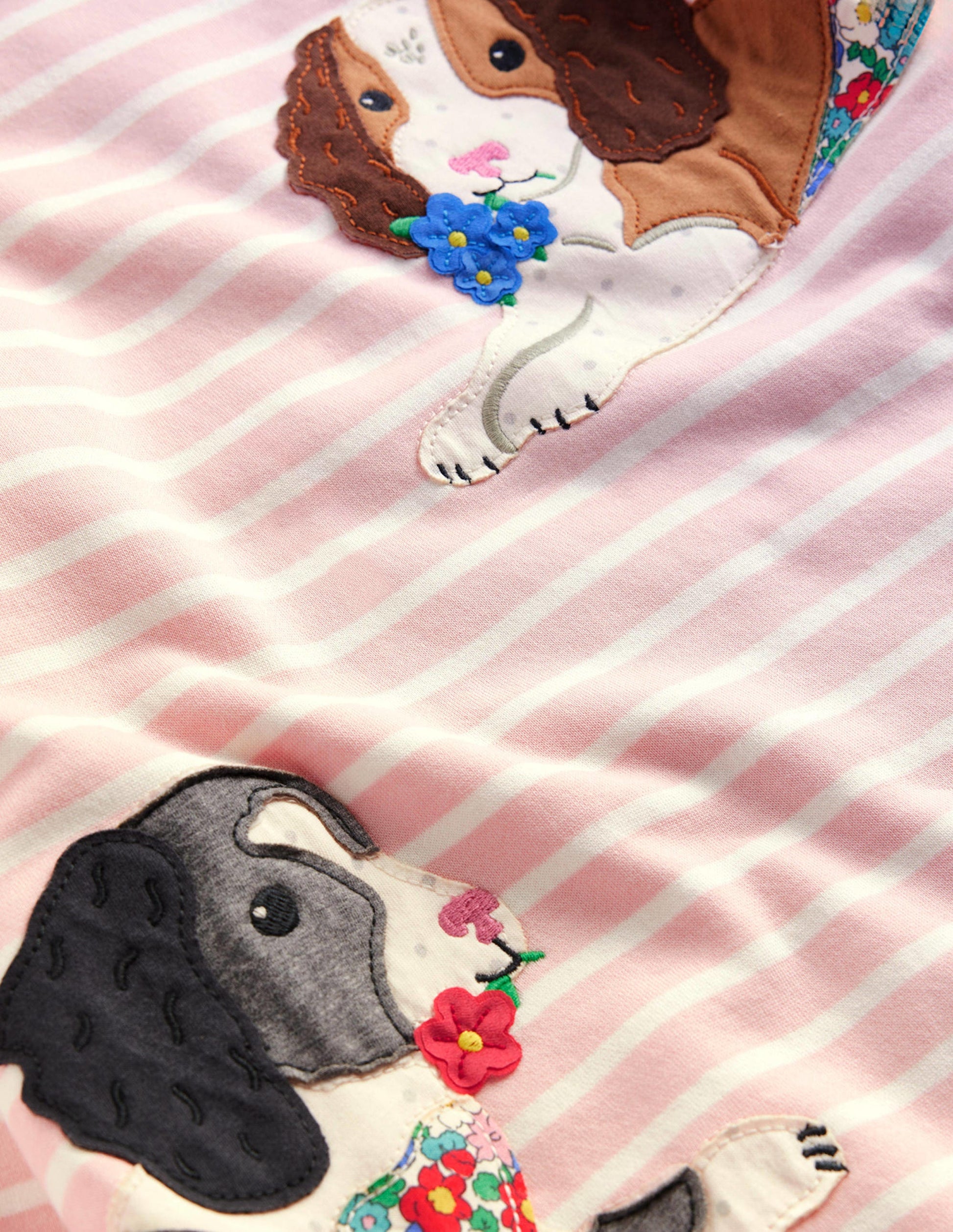 Cosy Appliqué Sweatshirt Dress-Ballet Pink/Ivory Dogs-3