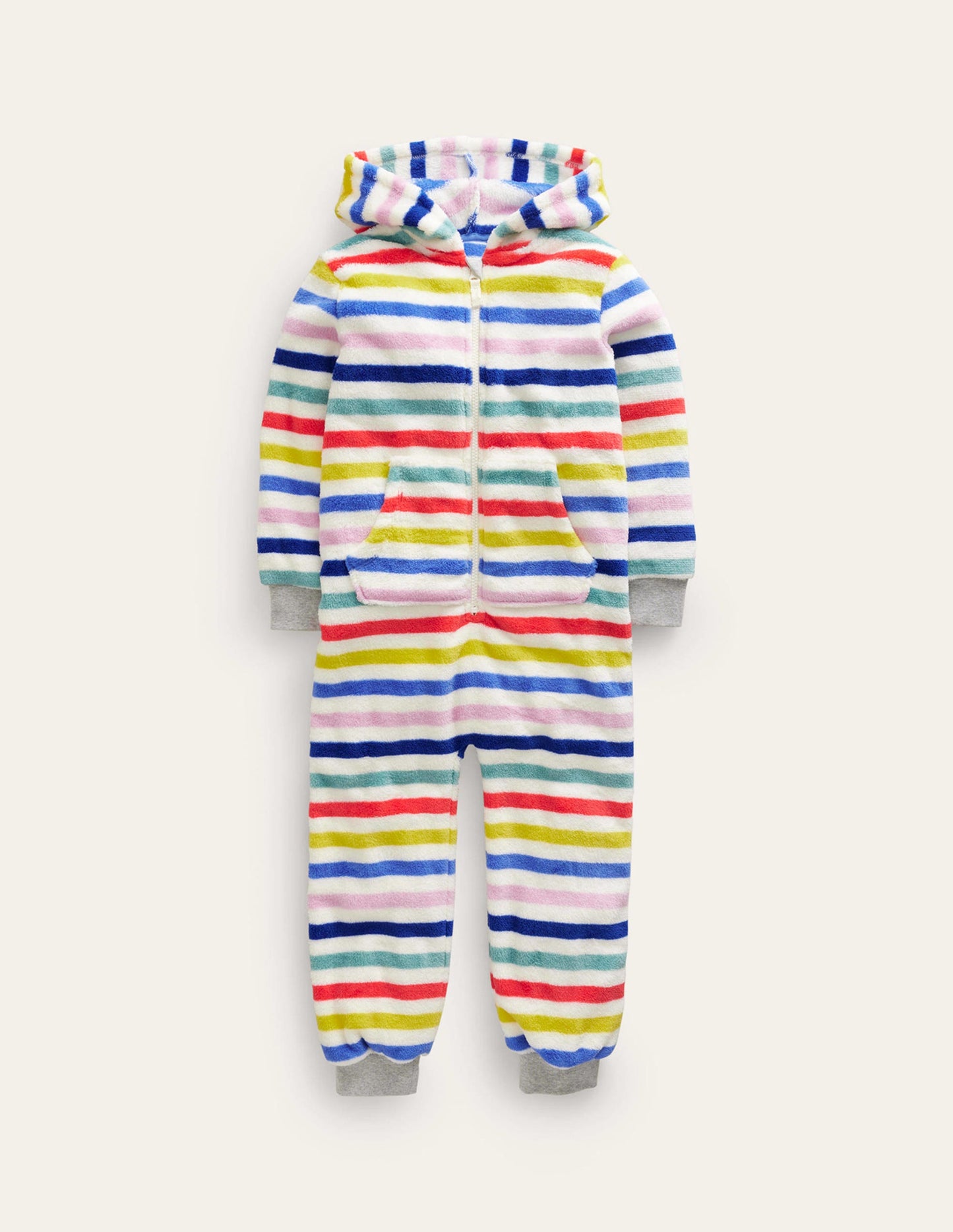 Cosy Fleece All-In-One-Multi Rainbow Stripe