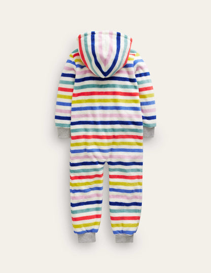 Cosy Fleece All-In-One-Multi Rainbow Stripe-2