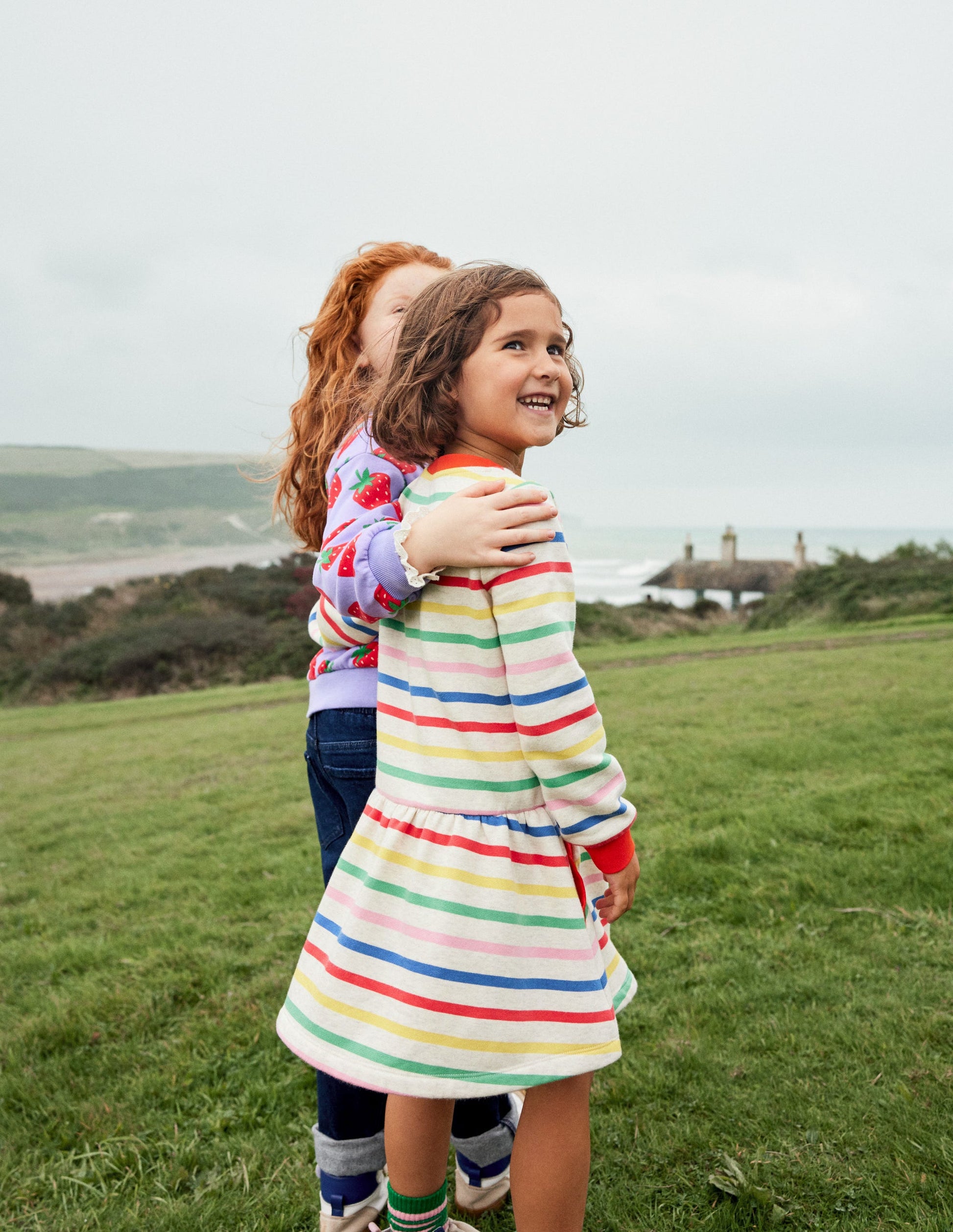 Cosy Printed Sweatshirt Dress-Multi Stripe-4