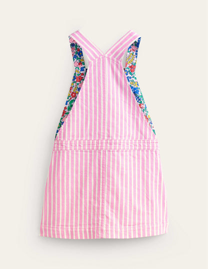 Dungaree Dress-Cosmic Pink / Ivory Stripe-2