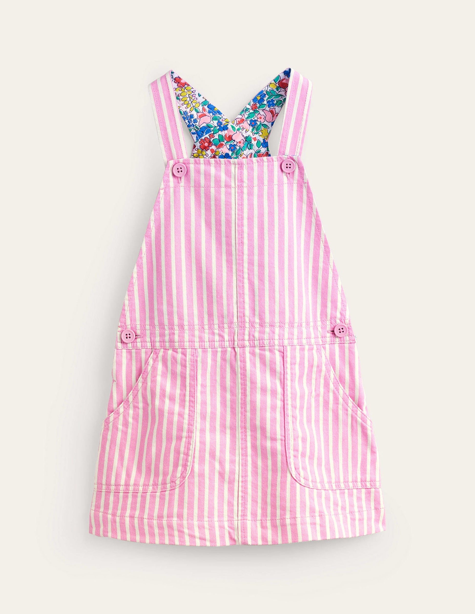 Dungaree Dress-Cosmic Pink / Ivory Stripe-1