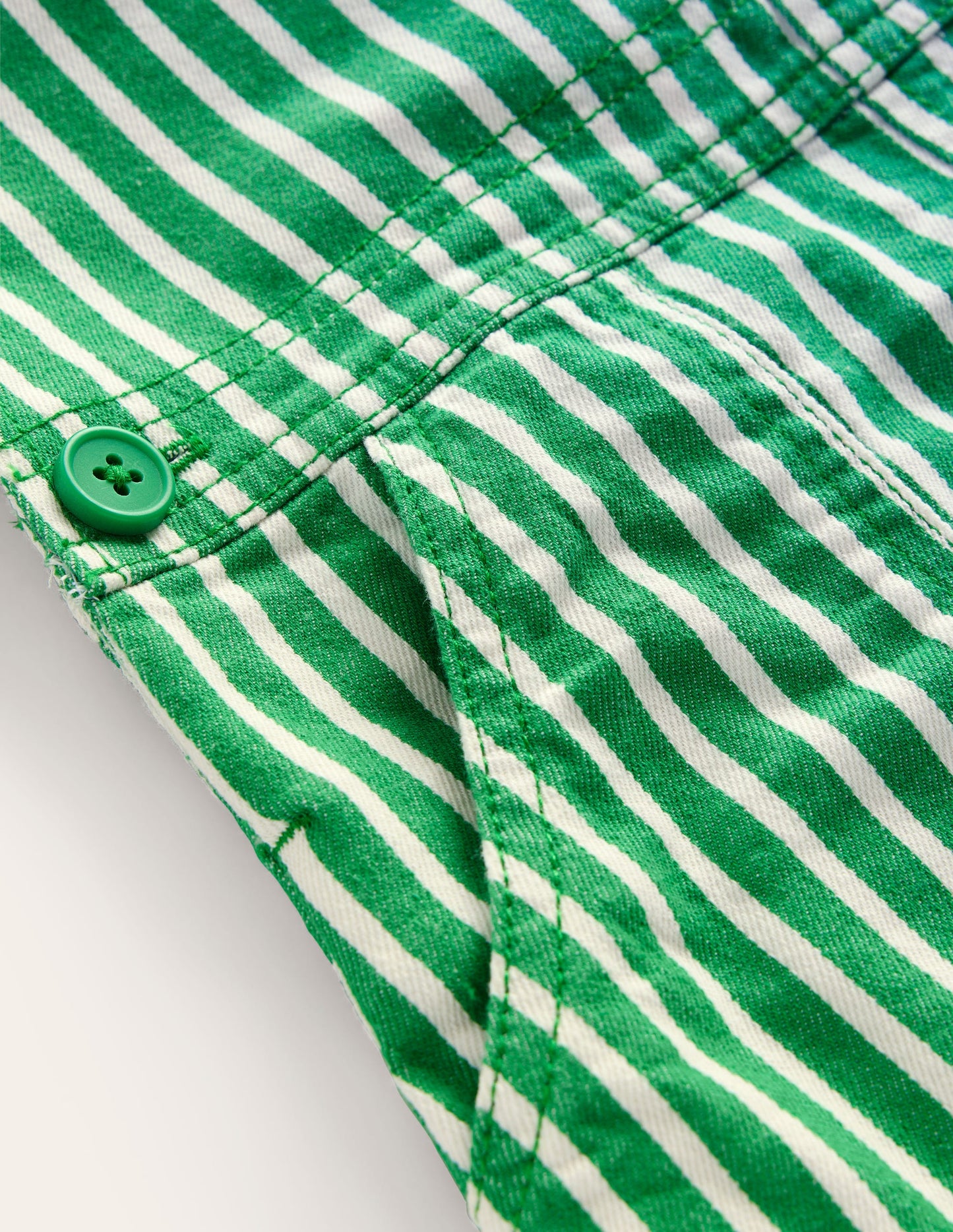 Dungaree Dress-Runner Bean / Ivory Stripe