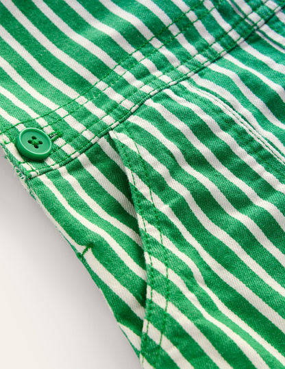 Dungaree Dress-Runner Bean / Ivory Stripe-3