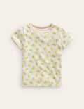 Short-sleeved Pointelle Top-Vanilla Pod Ditsy Floral