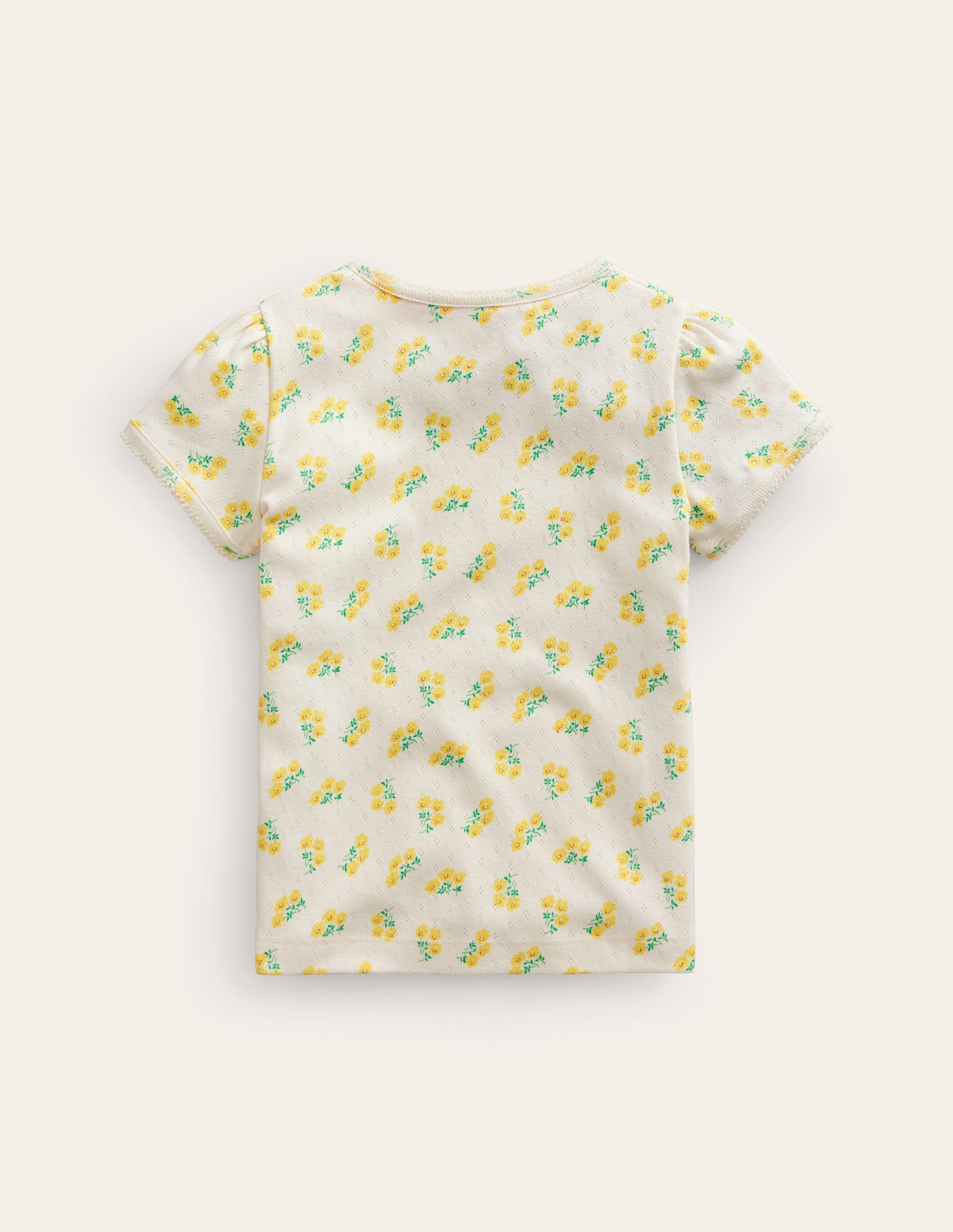 Short-sleeved Pointelle Top-Vanilla Pod Ditsy Floral-2