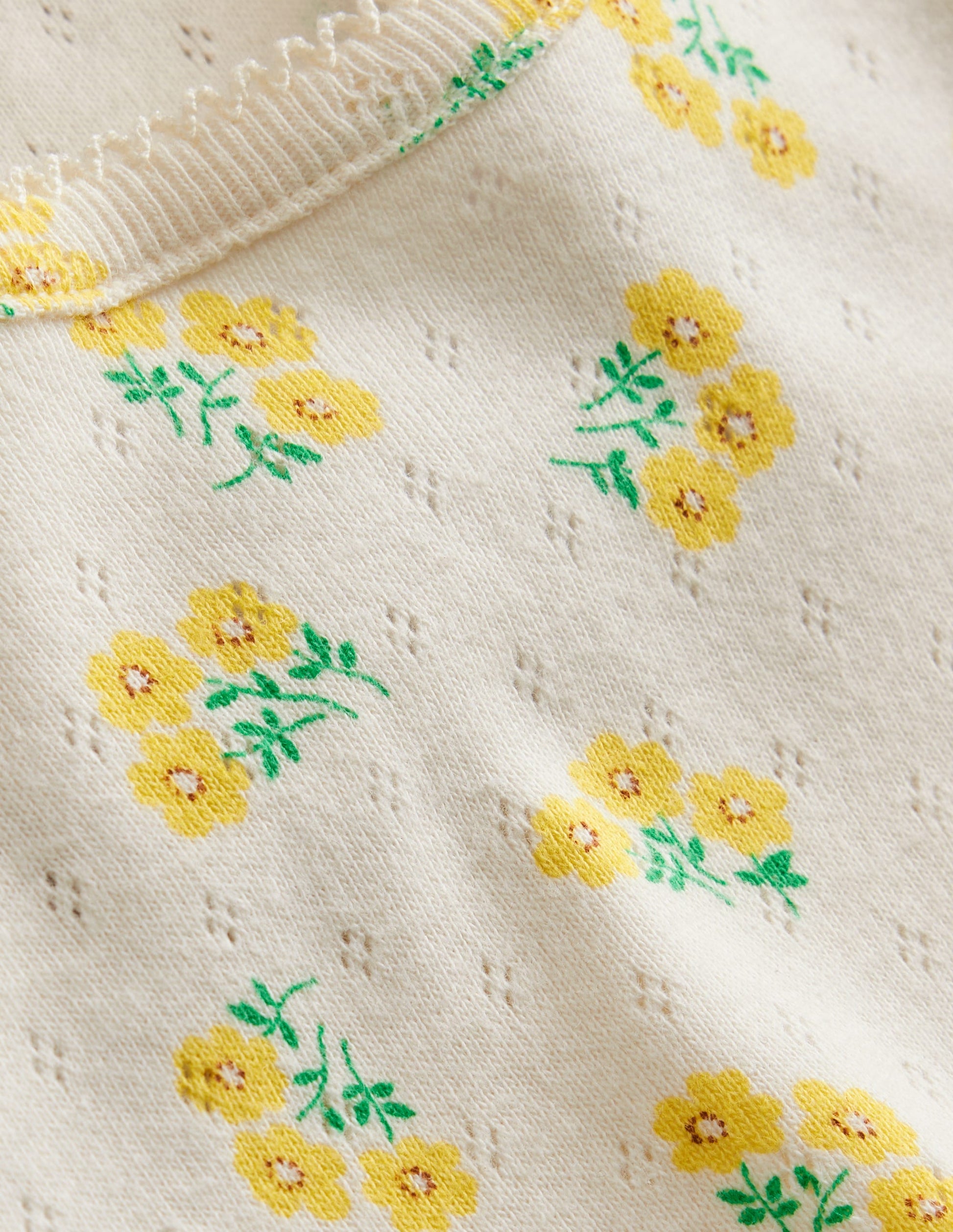 Short-sleeved Pointelle Top-Vanilla Pod Ditsy Floral-3