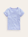 Short-sleeved Pointelle Top-Etoile Blue Spot