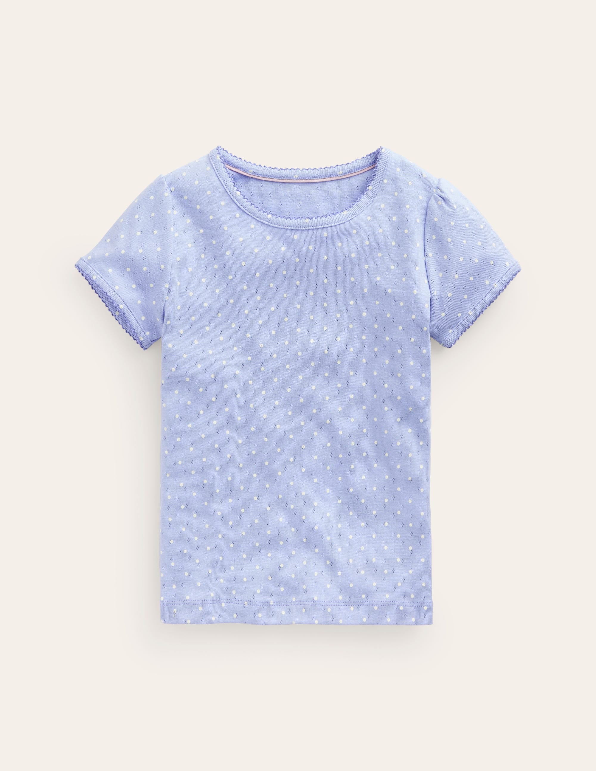 Short-sleeved Pointelle Top-Etoile Blue Spot - Image 1