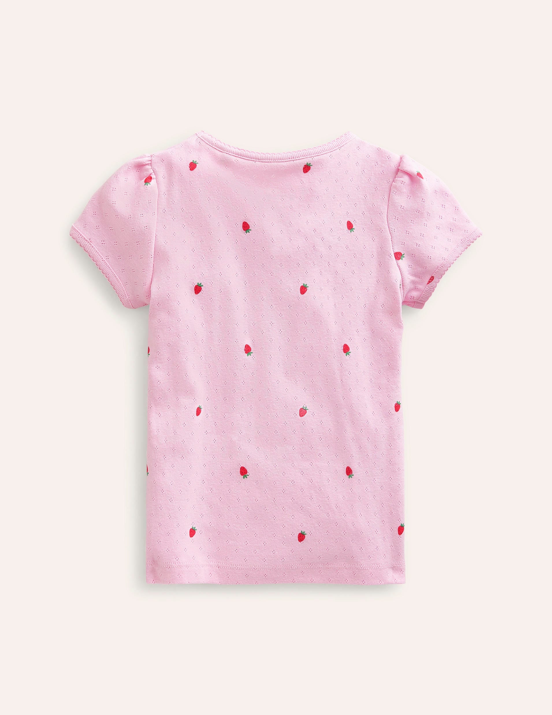 Short-sleeved Pointelle Top-Sweet Pea Pink Strawberries-2