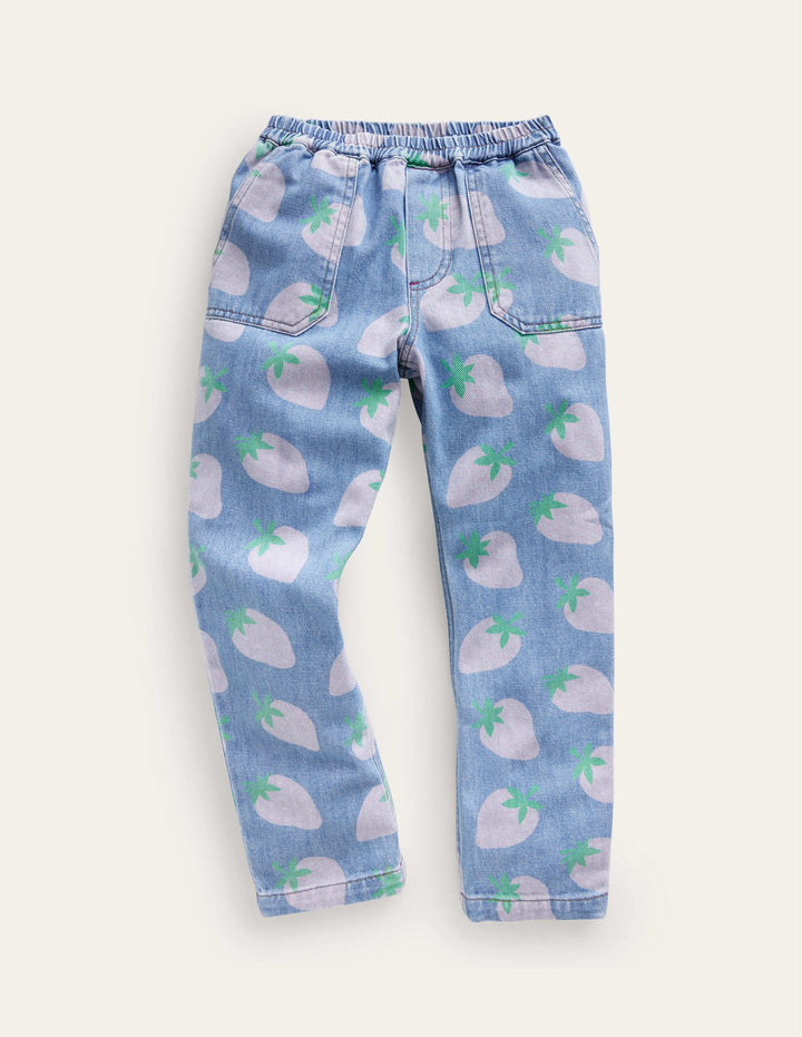 Denim Pull-on Jean-Denim Strawberries