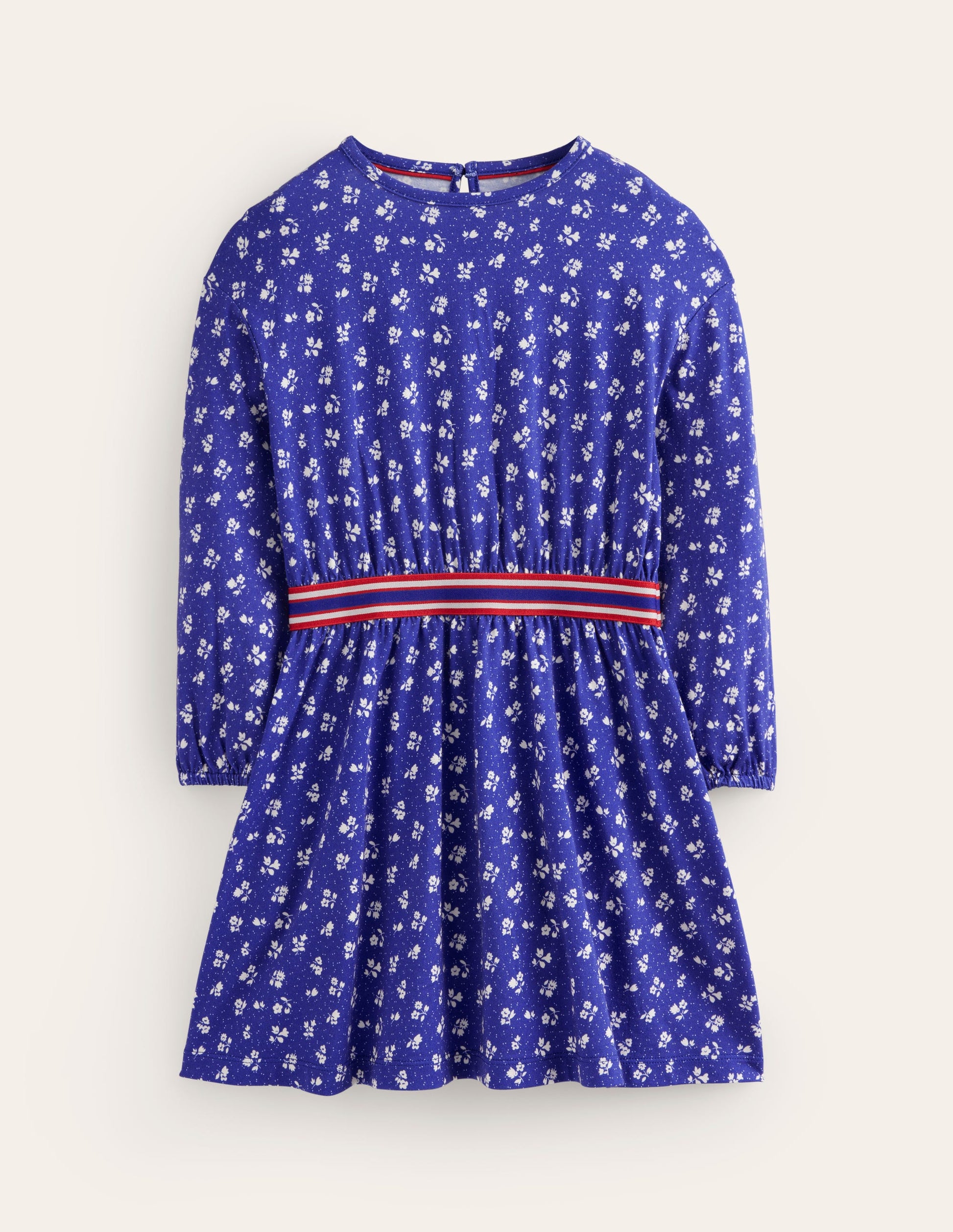 Blouson Sleeve Printed Dress-College Navy Spring-1