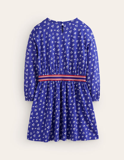 Blouson Sleeve Printed Dress-College Navy Spring-2