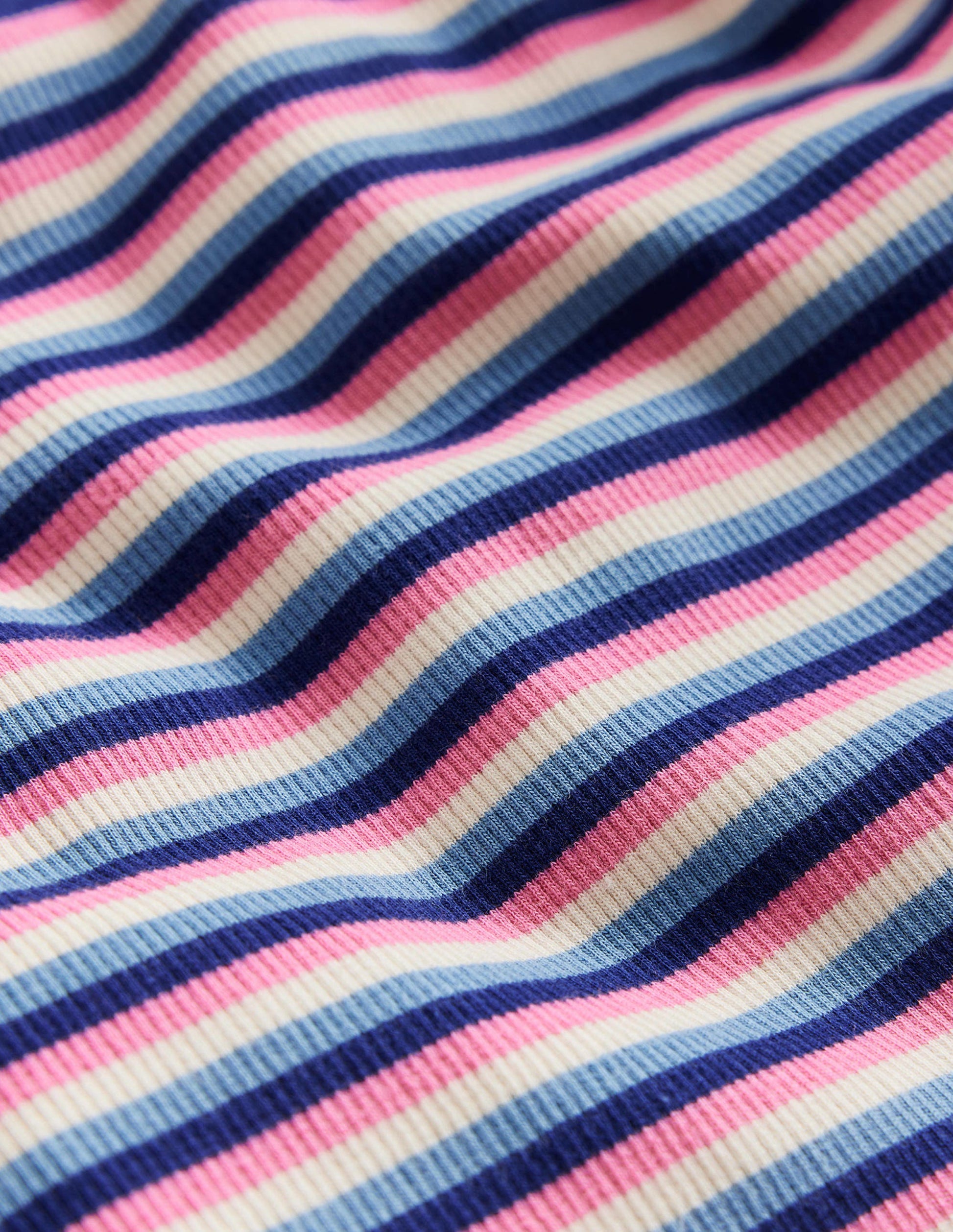 Ribbed Stripe T-Shirt-Blue/Pink-3