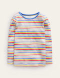 Ribbed Stripe T-Shirt-Ivory/Bluejay Stripe
