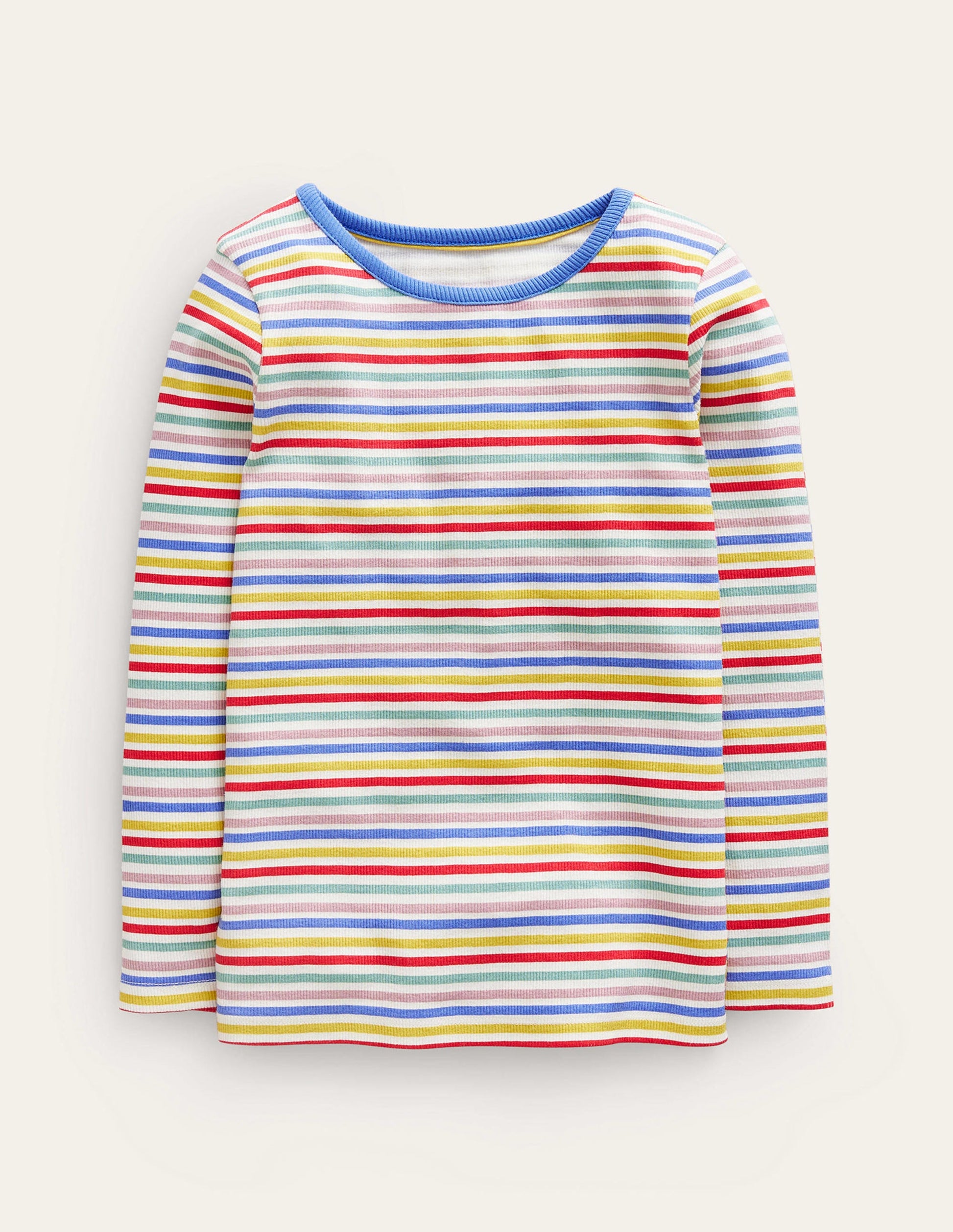 Ribbed Stripe T-Shirt-Ivory/Bluejay Stripe-1