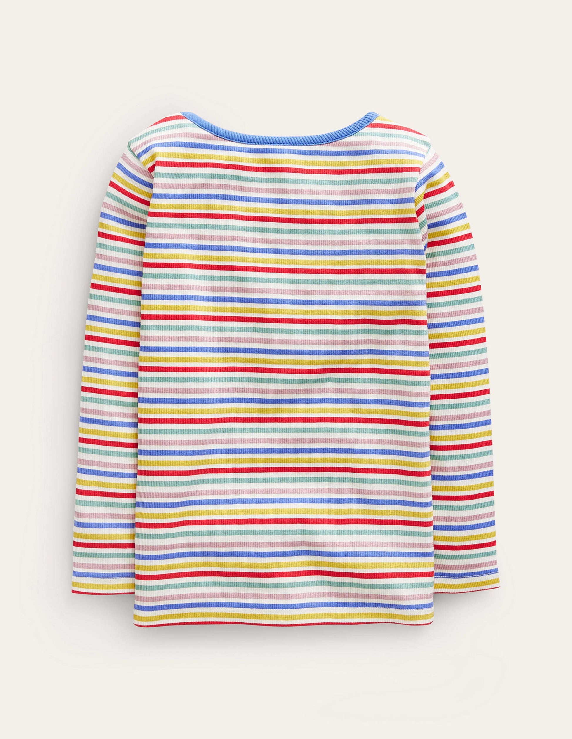 Ribbed Stripe T-Shirt-Ivory/Bluejay Stripe-2