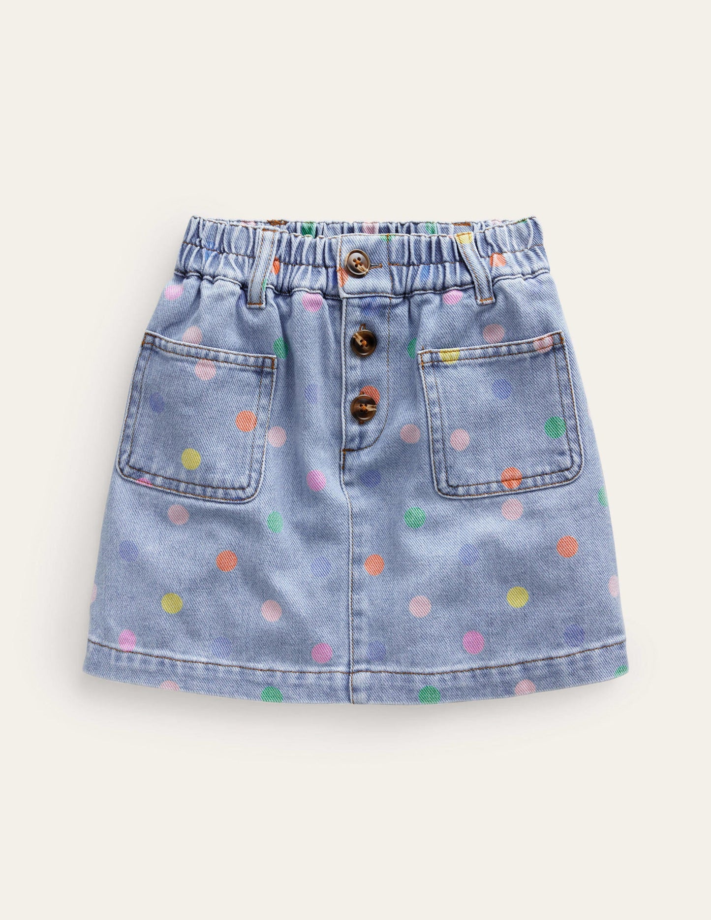 Button Pull-on Mini Skirt-Denim Multi Spot