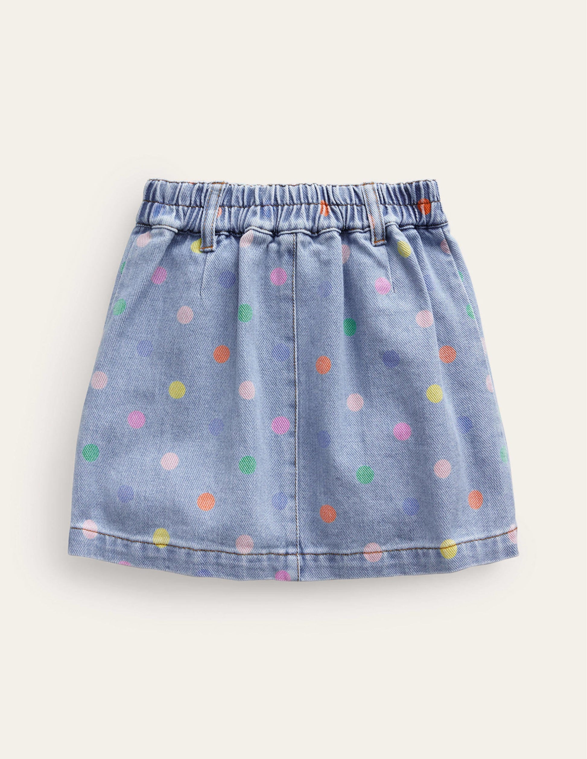 Button Pull-on Mini Skirt-Denim Multi Spot-2