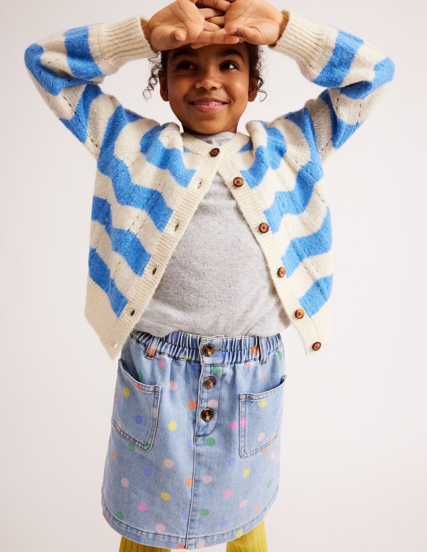 Button Pull-on Mini Skirt-Denim Multi Spot