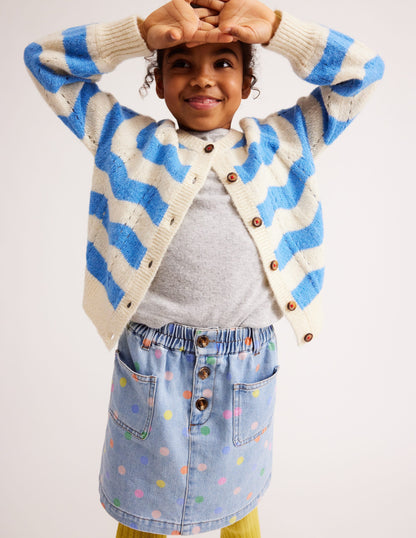 Button Pull-on Mini Skirt-Denim Multi Spot-4