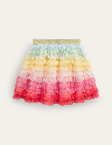 Tulle Ruffle Skirt-Multi Rainbow