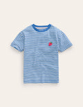 Embroidered Logo T-Shirt-Blue Heron/Ivory Strawberry