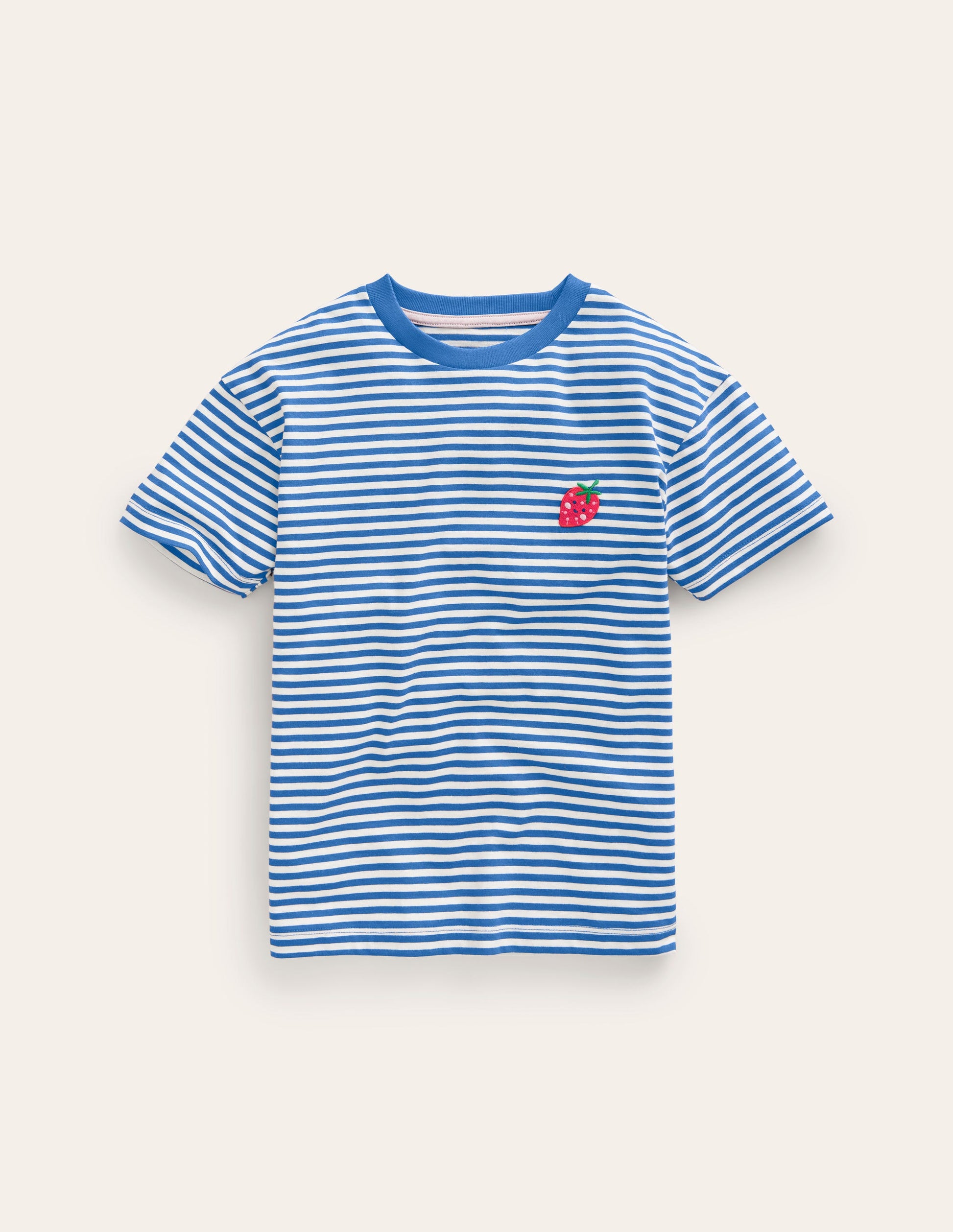 Embroidered Logo T-Shirt-Blue Heron/Ivory Strawberry-1