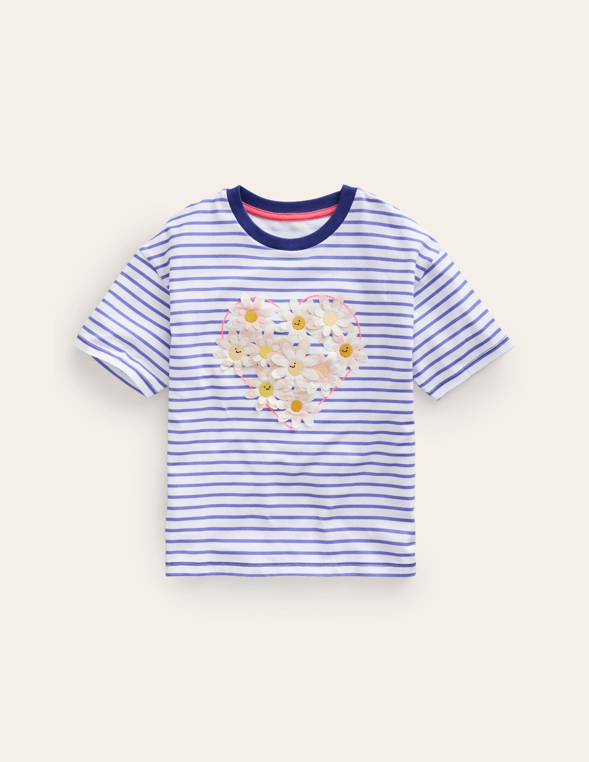 Boucle Relaxed T-shirt-Wisteria Blue/Ivory Heart - Image 1