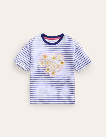 Boucle Relaxed T-shirt-Wisteria Blue/Ivory Heart-1