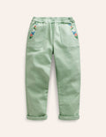 Pull-on Trouser-Aloe Green Embroidery