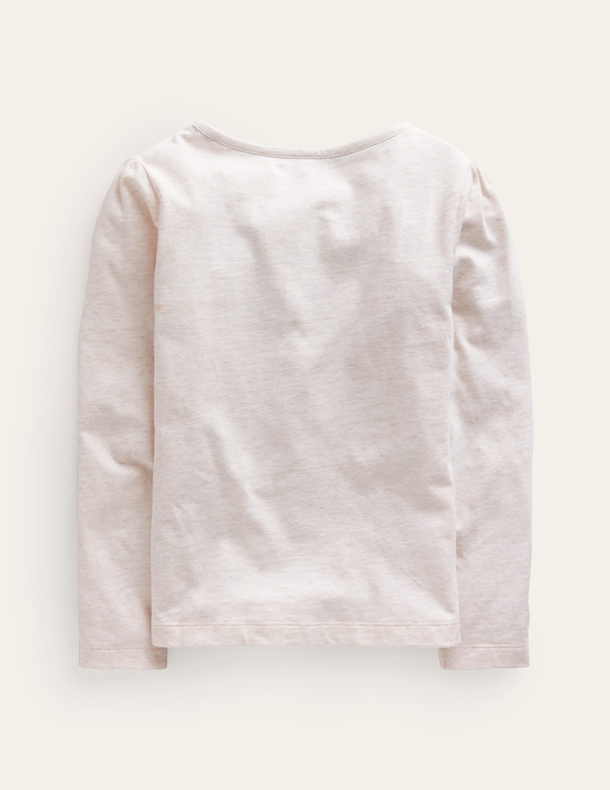 Puff Sleeve Superstitch Top-Oatmeal Marl Mermaid - Image 2